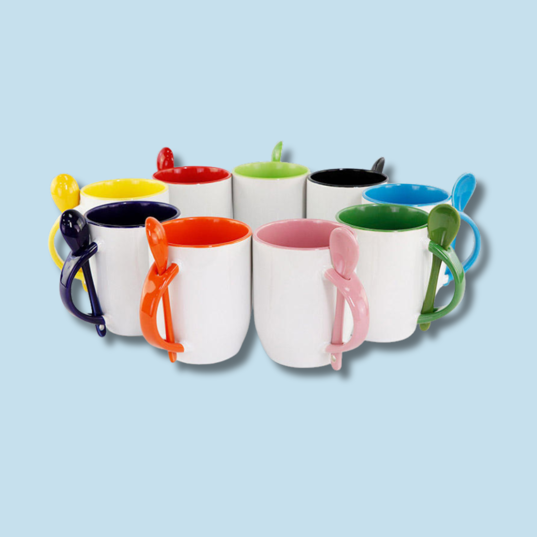 Colored Mug With Spoon - Image 2